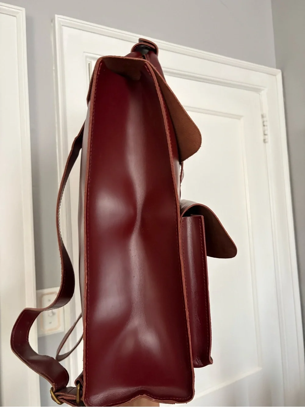 Dr. Martens Leather Backpack Satchel in Burgundy
